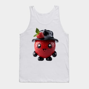 Cute Kawaii Strawberry with Black Hat Tank Top